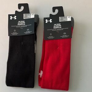 Under Armour UA Team Black and Red Athletic Socks Brand New, women’s or men’s